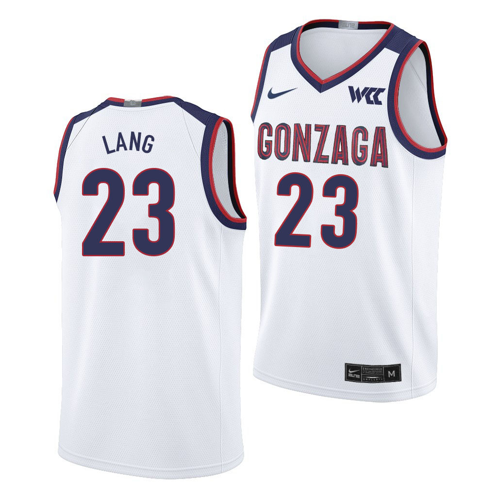 Men #23 Matthew Lang Gonzaga Bulldogs College Basketball Jerseys Sale-White